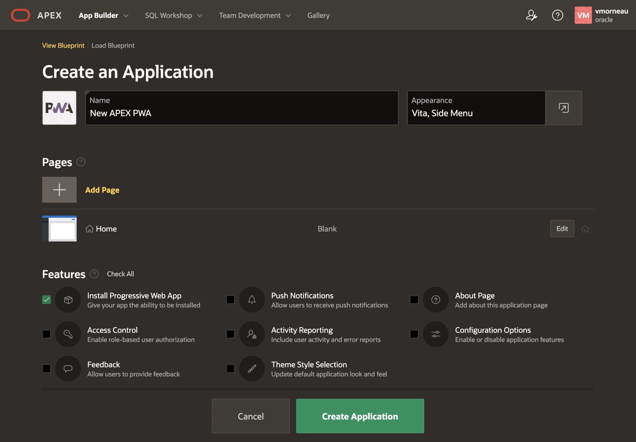 Creating a new APEX PWA