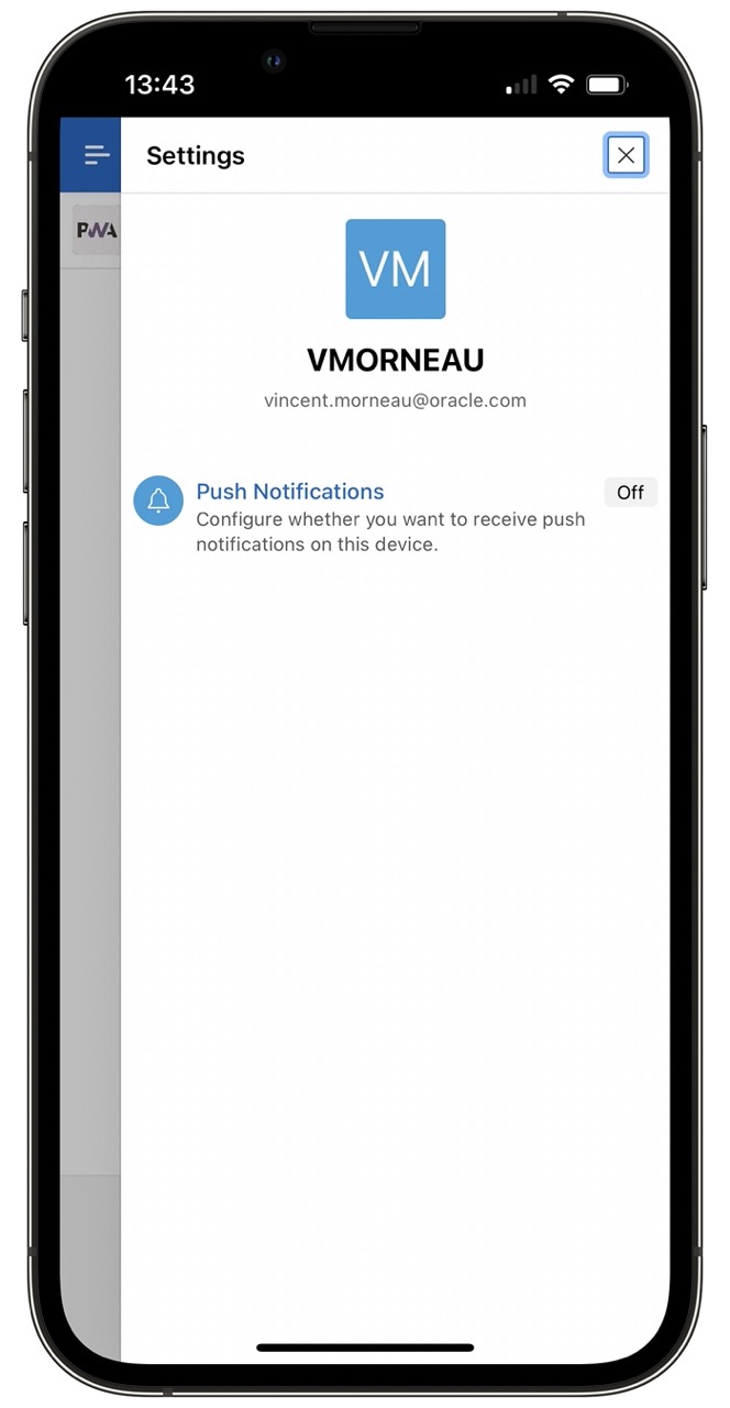 Open User Settings Page